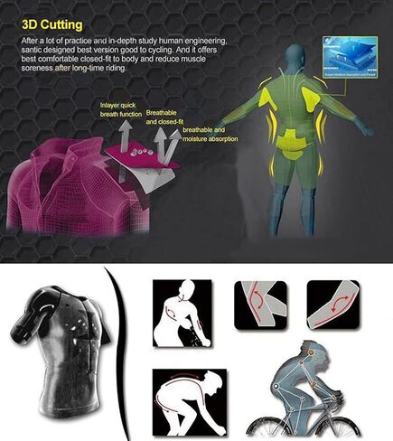 CYTSH Cycling Suit Team Triathlon Suit Womens Jersey Cycling Skinsuit Summer Bicycle Set Long Sleeve Bodysuit GEL Pad Pockets (Color : 5, Size : XXL) in Saudi Arabia