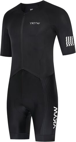 YKYWBIKE Cycling Bodysuit for Men,Short Sleeve Cycling Skinsuit with 200 Density Padded,Bike Jumpsuit with Pockets in Kuwait