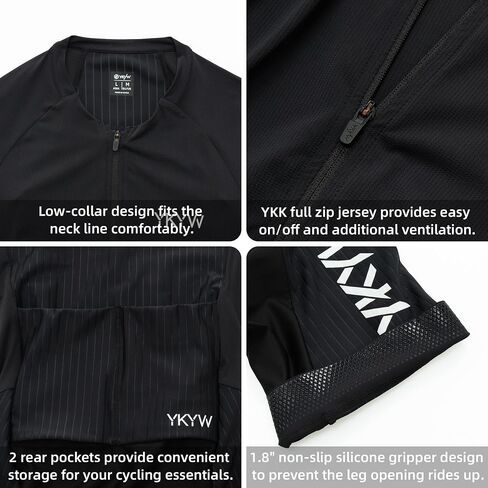 YKYWBIKE Cycling Bodysuit for Men,Short Sleeve Cycling Skinsuit with 200 Density Padded,Bike Jumpsuit with Pockets in Kuwait