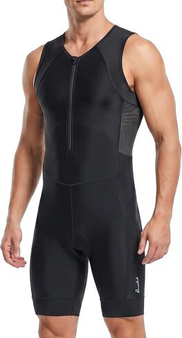 Przewalski Men’s Triathlon Suit One-Piece Sleeveless Trisuit for Swim Bike Run Padded Race Fit Half Zip with 2 Rear Pockets in Kuwait