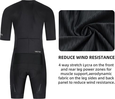 YKYWBIKE Cycling Bodysuit for Men,Short Sleeve Cycling Skinsuit with 200 Density Padded,Bike Jumpsuit with Pockets in Kuwait