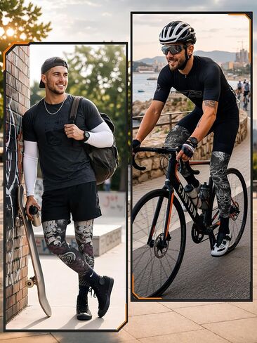 Fourluoo 3 Pairs Tattoo Leg Sleeves UV Sun Protection for Cycling Ice Silk Unisex Leg Nonslip Ideal for Summer Outdoor Sports in Kuwait