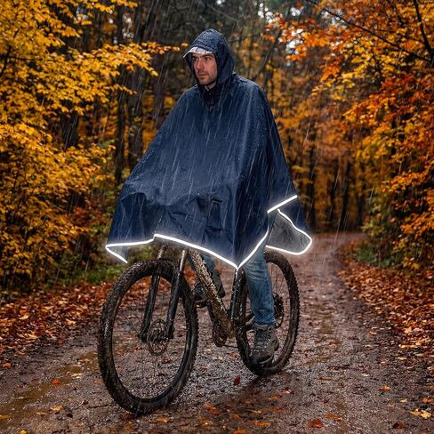 Coume 2 Pack Waterproof Rain Poncho with Reflective Strips Reusable Cycling Hooded Raincoat Packable Rain Cape for Adults in Kuwait