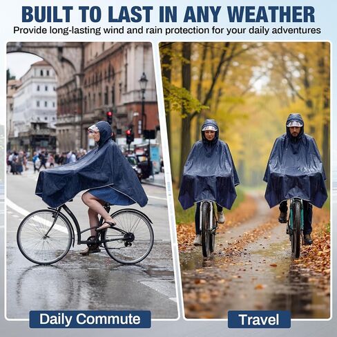 Coume 2 Pack Waterproof Rain Poncho with Reflective Strips Reusable Cycling Hooded Raincoat Packable Rain Cape for Adults in Kuwait