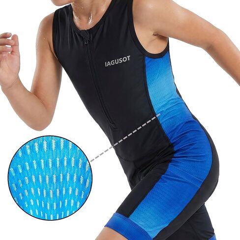 Kids Triathlon Suit, Black and Blue, Compression Fit Quick-Dry Professional Cycling Wear with Padded Shorts (US, Alpha, XX-Large, Black/Blue) in Saudi Arabia