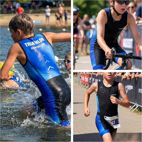 Kids Triathlon Suit, Black and Blue, Compression Fit Quick-Dry Professional Cycling Wear with Padded Shorts (US, Alpha, XX-Large, Black/Blue) in Saudi Arabia