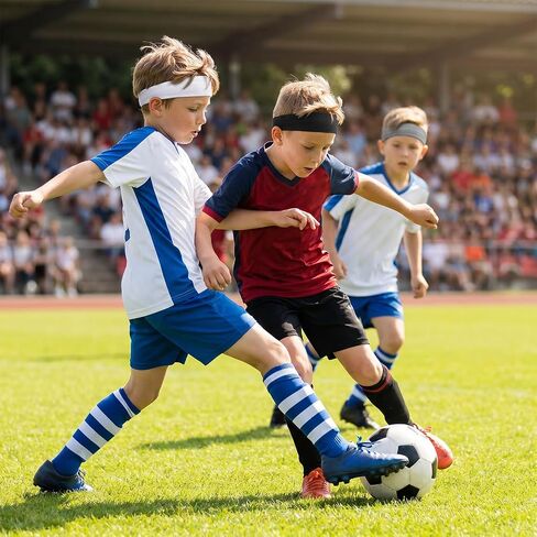 3 Pack Athletic Elastic Sweatbands Sports Headbands for Kids Breathable Sweat Wicking Headband Soft Moisture Hairband Soccer Headbands for Boys Girls Basketball Football Running Tennis in Kuwait
