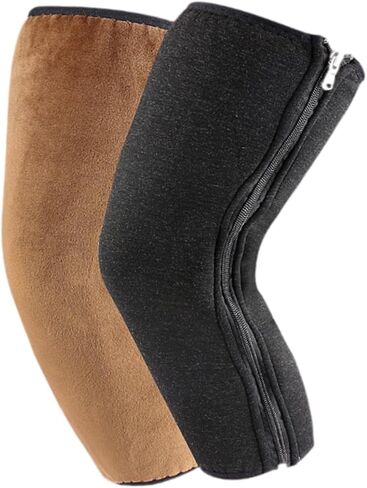 Knee Warmers 40cm (15.75 inch) Brown Lining Fleece Lined Knee Brace for Running Cycling Cold Weather Sports in Kuwait