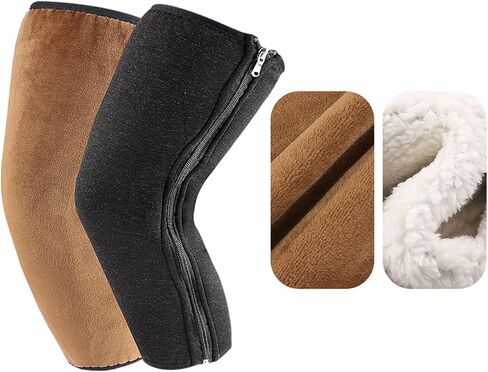 Knee Warmers 40cm (15.75 inch) Fleece Lined Knee Brace for Running, Cycling, Sports, Cold Weather, Brown Lining in Kuwait