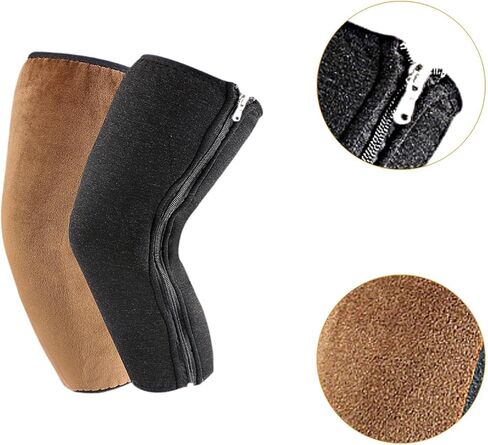 Knee Warmers 40cm (15.75 inch) Fleece Lined Knee Brace for Running, Cycling, Sports, Cold Weather, Brown Lining in Kuwait