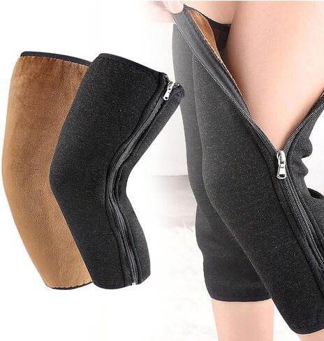 Knee Warmers 40cm (15.75 inch) Fleece Lined Knee Brace for Running, Cycling, Sports, Cold Weather, Brown Lining in Kuwait