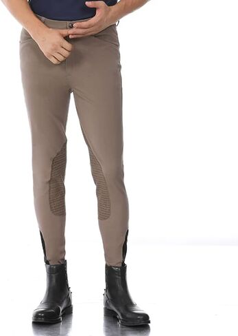 Kudplily Men's Knee Patch Silicone Grip Breeches Horse Riding Pants Zipper Pocket Horseback Equestrian Equipments for Men in Kuwait