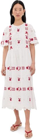 Sea Women's Catharina Embroidered Short Sleeve Midi Dress in Kuwait