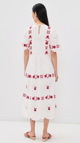 Sea Women's Catharina Embroidered Short Sleeve Midi Dress in Kuwait
