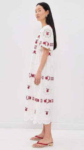 Sea Women's Catharina Embroidered Short Sleeve Midi Dress in Kuwait