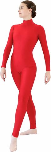 Danzcue Womens Long Sleeve Unitard Bodysuit – Turtle Neck Full Body Dance Jumpsuit in Kuwait