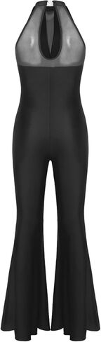 Womens Unitard Dance Costume Sleeveless One Piece Flare Bell-Bottom Jumpsuits for Dance and Workout in Saudi Arabia
