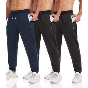 lomsoe 3 Pack Sweatpants for Men Tapered Mens Joggers Pants with Zip Pockets Slim Fit Running Gym Sweat Pants Gifts for Men in Saudi Arabia