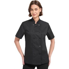 Chef Coat Women Short Sleeve Lightweight Black Chef Jacket For Women Chef Uniform for Kitchen,Restaurant,Bakery in Saudi Arabia