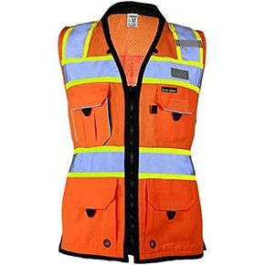 Kishigo Premium Black Series® Women's Heavy Duty Surveyors Vest S Orange in Saudi Arabia