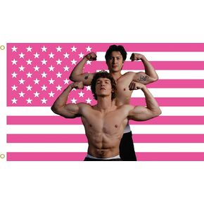 MAGJIUKE Heated Rivalry American Flag Tapestry, Pink USA Design, 3x5 Feet, Polyester with Brass Grommets, Wall Decor for Bedroom in Saudi Arabia