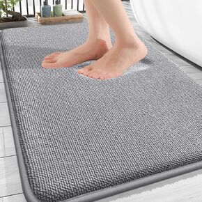 OLANLY Thick Memory Foam Bath Mat Rug 30x20, Extra Soft Absorbent Bathroom Rugs, Quick Dry Bath Mats, Non-Slip, Machine Washable Carpet for Bathroom, Tub and Shower, Home Decor Accessories, Grey in Saudi Arabia