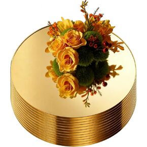 12 Pcs 10 Inch Mirror Centerpieces for Tables Candle Plates Wall Wedding Table Baby Shower Party, Thickness 1.5 mm (Gold) in Saudi Arabia