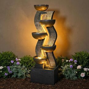 Bumilgar Water Fountain Outdoor - 52.8 Inches 6 Tired Modern Indoor Floor Standing Outdoors Fountains with Lights Pump for Garden Patio Backyard Porch Home Art Decor in Saudi Arabia
