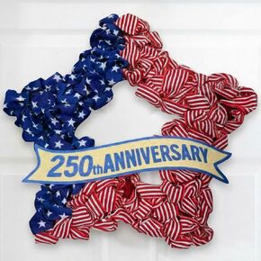 4th of July Wreath Patriotic Decorations for Front Door - 19 inch Memorial Day 250th Anniversary USA Fourth of July Burlap Star Wreath, Red White and Blue Hanging for Independence Day 2026 Decor in Saudi Arabia