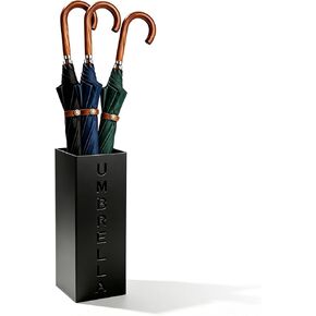 Square Metal Umbrella Canes Holder, Free Standing Umbrella Rack Stand Storage Bucket, Walking Sticks Organizer Bin for Indoor Entryway, Home, Office and Hotel, 16.3" x 6.3" x 6.3", Black in Saudi Arabia