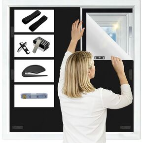 Roller Shades 100% Blackout Curtains for Bedroom, Blackout Blinds No Drill with Magnetic & Velcro, Black Out Window Cover – Heat Insulation, Easy Install for Travel, Nursery, Media Room, RV, 39" x 57" in Saudi Arabia