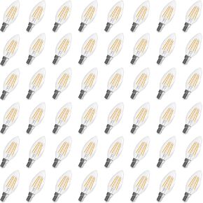 GvvooHome E12 Candelabra Bulb, 5000K Daylight LED Chandelier Light Bulbs, 40 Watt Equivalent, Non-Dimmable B10 Clear Glass Candle LED Bulbs, 400 Lumens for Ceiling Fans, 90+CRI, 12 Pack in Kuwait