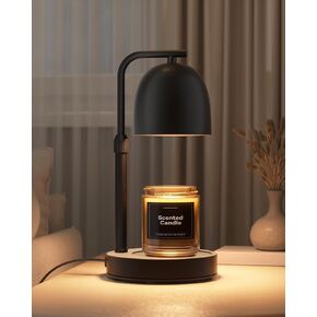 LISUNAR Candle Warmer Lamp with Timer Dimmable, Adjustable Height Black Candle Warmer for Jar Candles, Birthday Gifts for Women & Men, Office Decor, House Warming Gift, Wax Melt Warmer with 2 Bulbs in Saudi Arabia