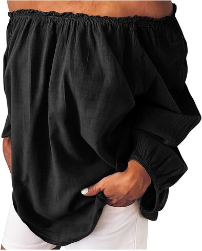 Summer Tops for Women Trendy Cotton Linen Solid Shirts Oversized Long Sleeve Shirt Casual Vacation Summer Outfit in Saudi Arabia
