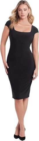 S3 Swim Women's Sculpting Full Body Control Square Neck Cap Sleeve Midi Dress with Built in Shapewear and Bra Support in Kuwait