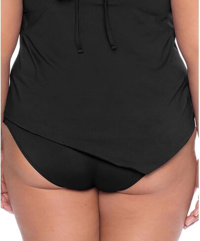 BECCA ETC Women's Plus Size Ruched Hipster Swimsuit Bottom Black 2X (20-22) in Kuwait
