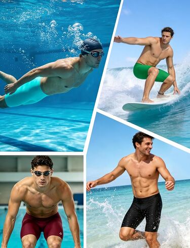Roadbox Swim Jammers for Men Racing Athletic Quick Dry Swimsuit Endurance Training Competitive Swimming Shorts UPF 50+ in Kuwait