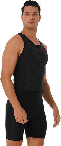 AGJGFM Mens One Piece Swimsuit Swimwear Athletic Spandex Jumpsuit Unitard Front Zipper Shorty Wetsuit UPF 50+ Black in Saudi Arabia