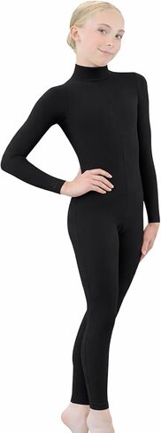 Danzcue Girls Long Sleeve Unitard Bodysuit – Turtle Neck Full Body Dance Jumpsuit in Kuwait