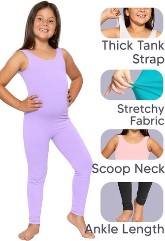 STRETCH IS COMFORT Girls Biketard, Tank Ankle Length Unitard & Long Sleeve Unitard | Soft Stretch One Piece | 4–16 in Kuwait