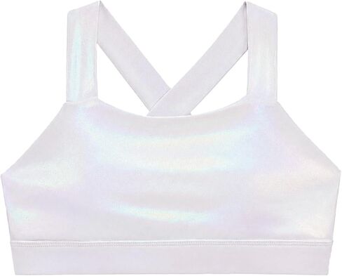 Stelle بنات لامعة معدنية المحاصيل تانك القمم سباركلي سكوب الرقبة الرقص القمم أكمام الصليب الظهر Dancewear لحزب الجمباز in Kuwait