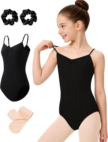 MOLLDAN Girls Princess Dance Leotard Adjustable Camisole Ballet Leotard with Tight Scrunchie,Full Lining in Saudi Arabia