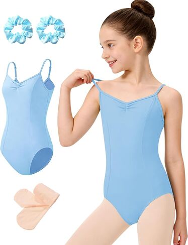 MOLLDAN Girls Princess Dance Leotard Adjustable Camisole Ballet Leotard with Tight Scrunchie,Full Lining in Saudi Arabia