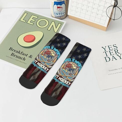 School is Important But Hockey is Importanter Socks Wool Sports Breathable Sock for Women Men in Kuwait