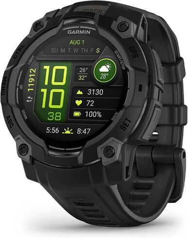 Garmin Instinct® 3 45mm, Solar Charged Display, Rugged Outdoor GPS Smartwatch, Metal-Reinforced Bezel, Built-in Flashlight, Black (Renewed) in Saudi Arabia