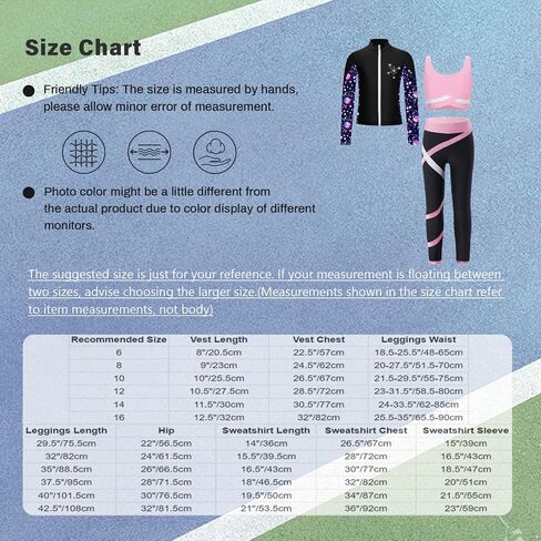 Jugaoge Kids Girls Figure Ice Skating Training Suit Long Sleeve Jacket Sports Vest with Skating Legging Set in Saudi Arabia