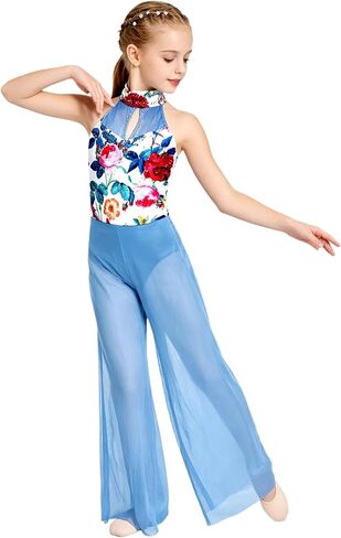 JanJean Girls Figure Ice Skating Jumpsuit Mock Neck Stage Performance Dancewear Dance Competition Outfit in Saudi Arabia