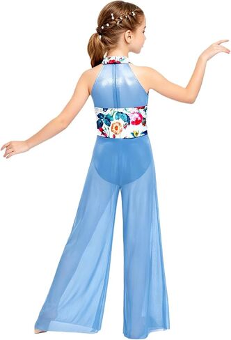 JanJean Girls Figure Ice Skating Jumpsuit Mock Neck Stage Performance Dancewear Dance Competition Outfit in Saudi Arabia