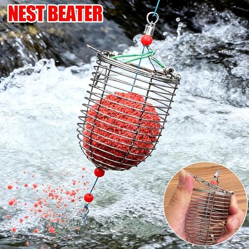 1 Pcs Stainless Steel Fishing Bait Trap Cage Feeder Basket Holder Coarse Lure Feeder Catfish Lure Cage Carp Basket Fishing Tackle (Medium, 4.8x4cm) in Saudi Arabia