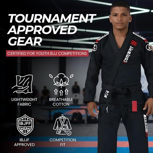 KOMBAT USA Kids BJJ Gi – IBJJF Approved Ultra-Light Brazilian Jiu Jitsu Uniform for Boys & Girls in Saudi Arabia